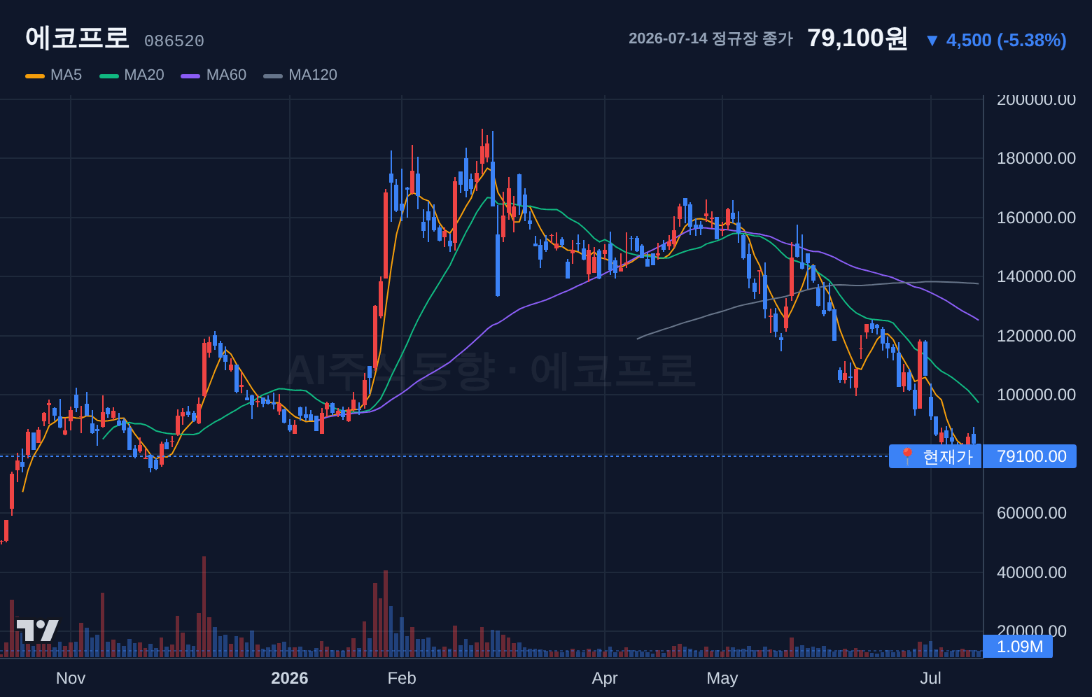 에코프로 (086520) 일봉 차트