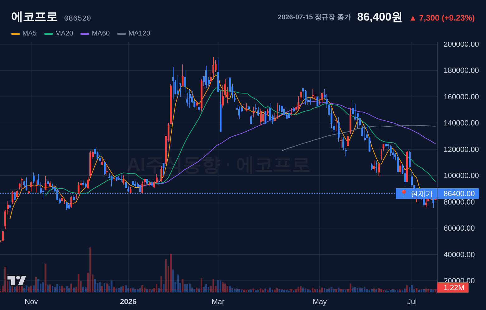 에코프로 (086520) 일봉 차트