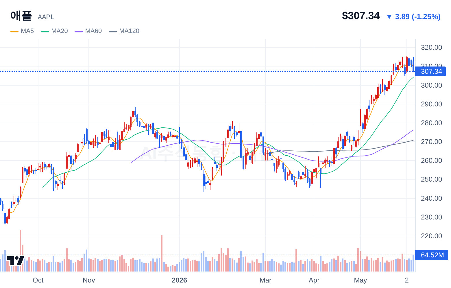 애플 (AAPL) 일봉 차트