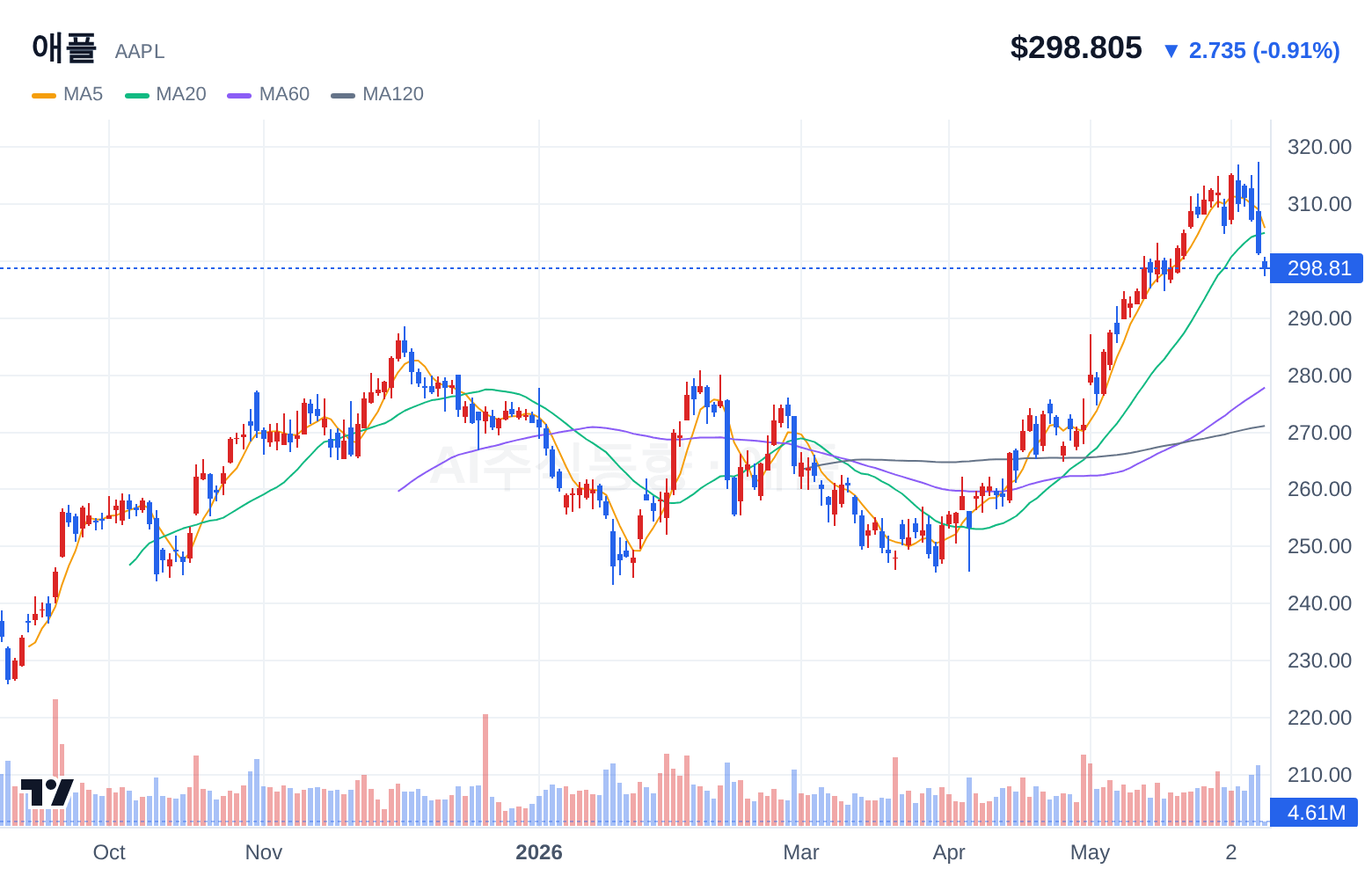 애플 (AAPL) 일봉 차트
