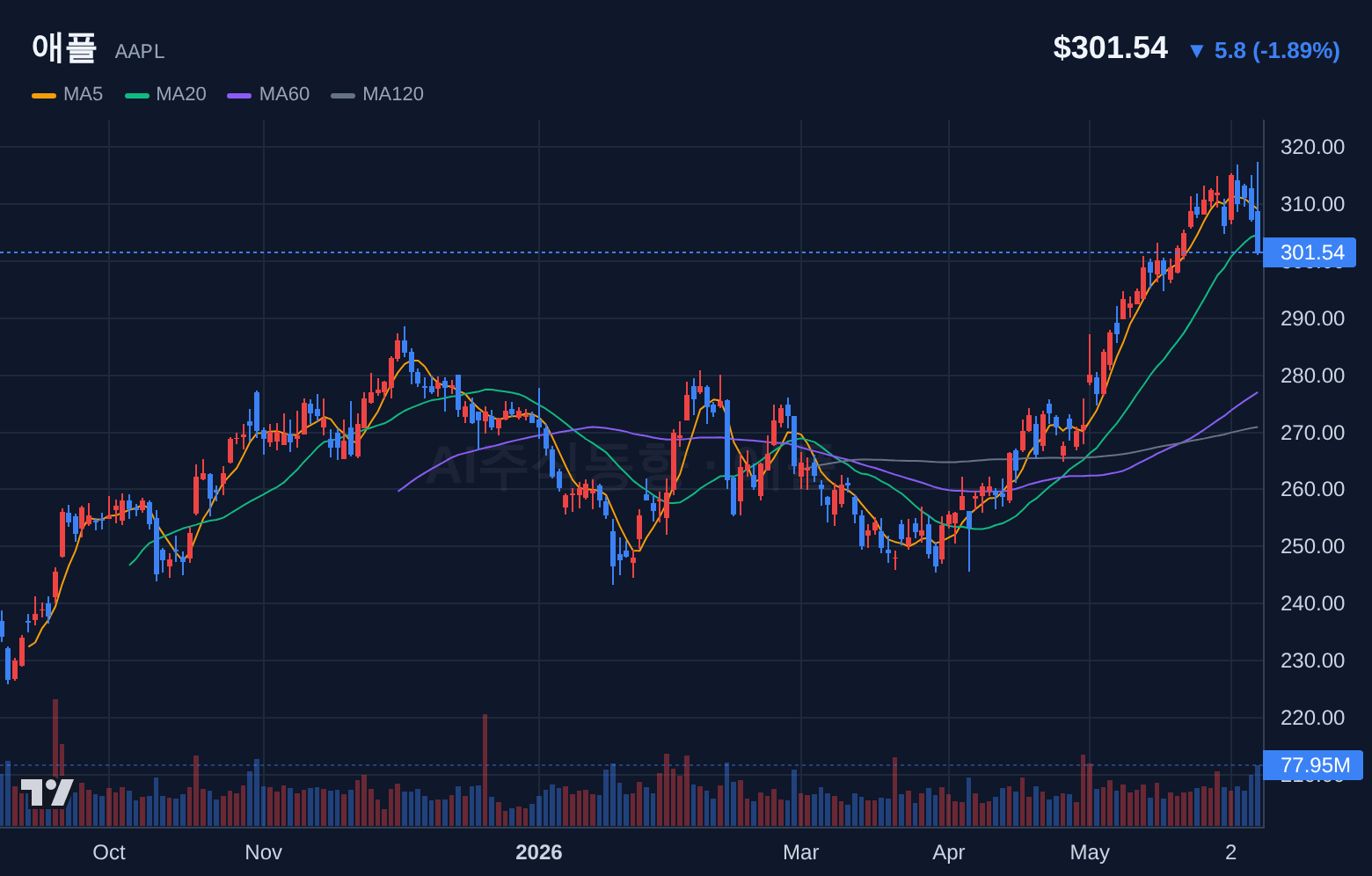 애플 (AAPL) 일봉 차트