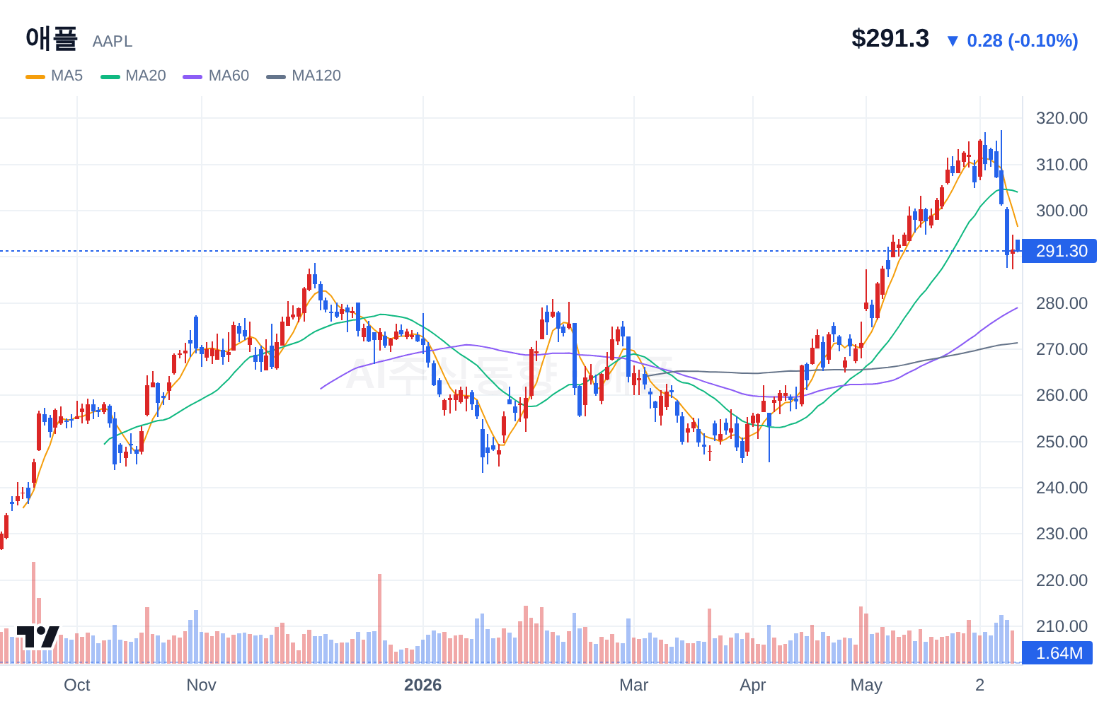 애플 (AAPL) 일봉 차트