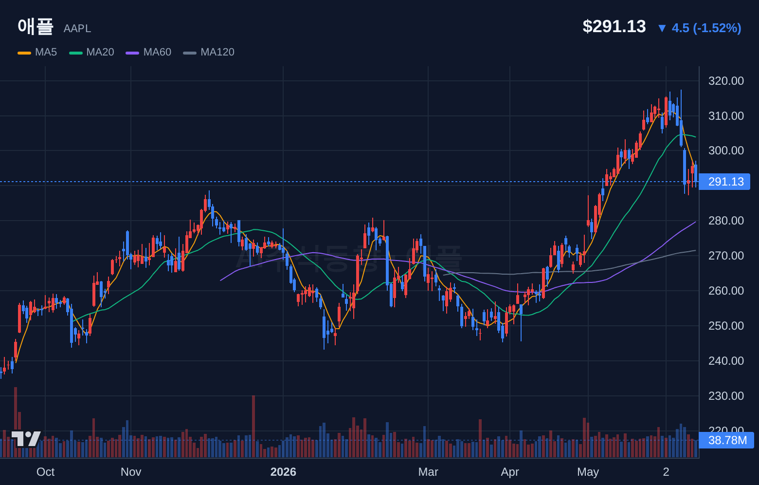 애플 (AAPL) 일봉 차트