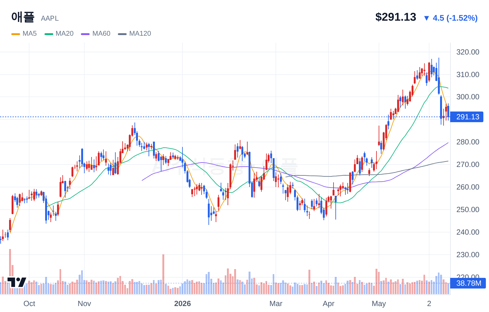 애플 (AAPL) 일봉 차트
