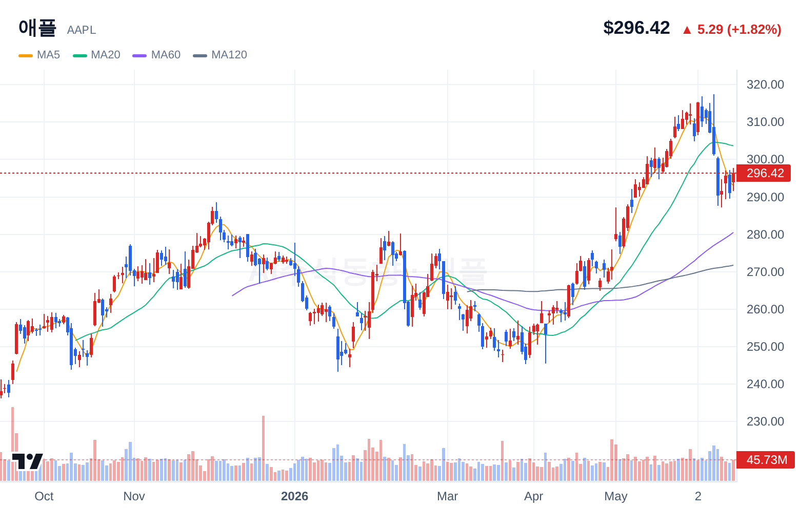 애플 (AAPL) 일봉 차트