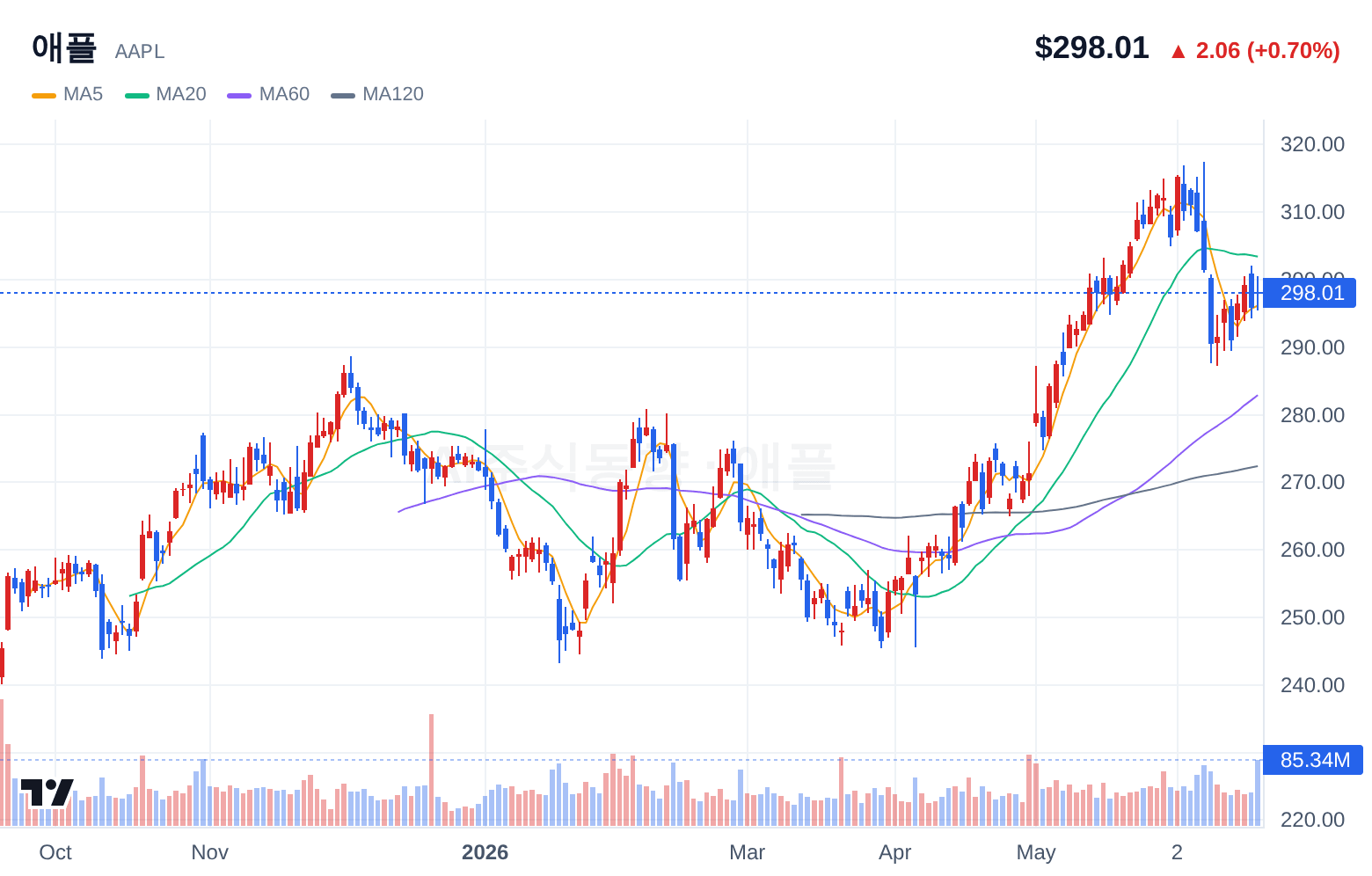 애플 (AAPL) 일봉 차트