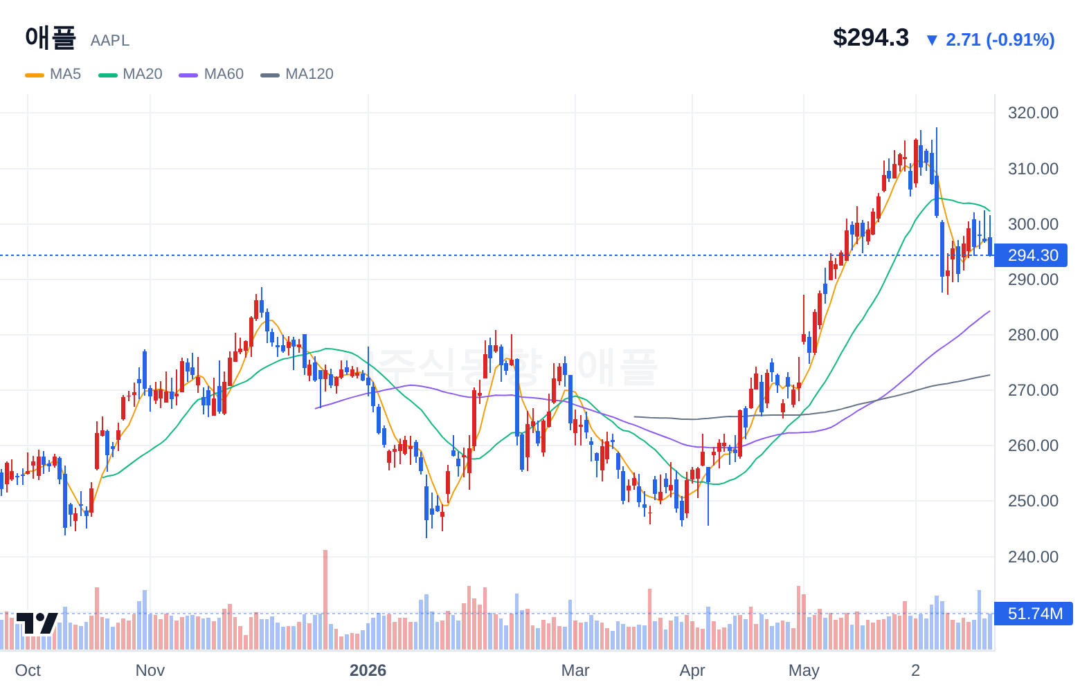 애플 (AAPL) 일봉 차트