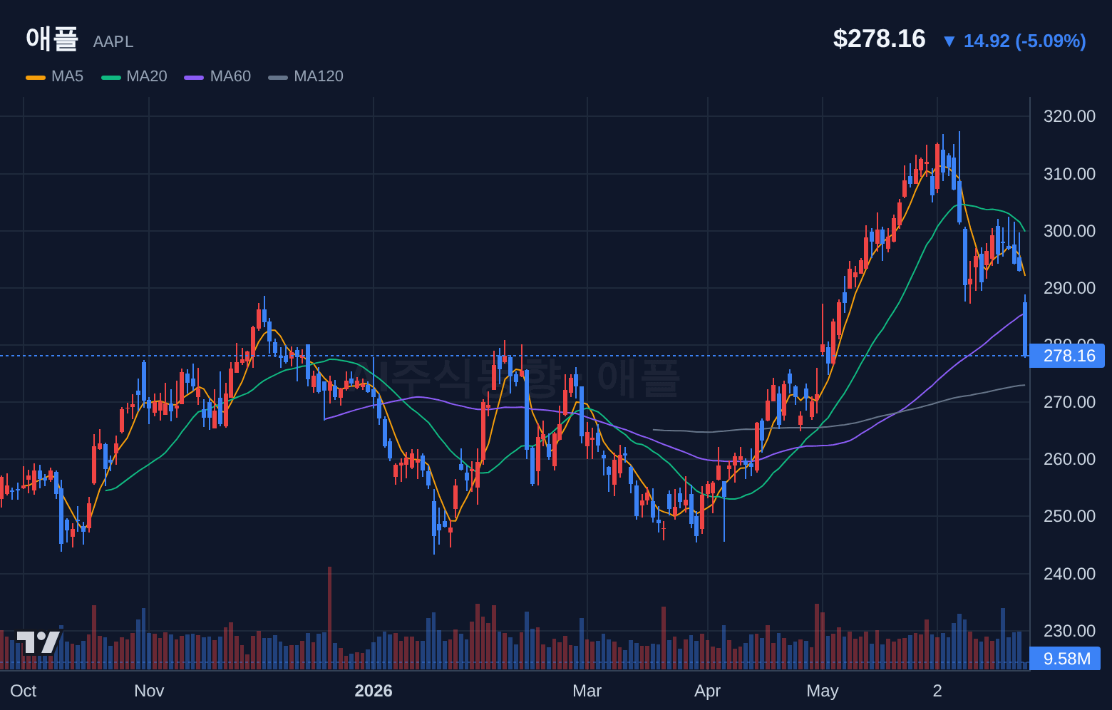 애플 (AAPL) 일봉 차트