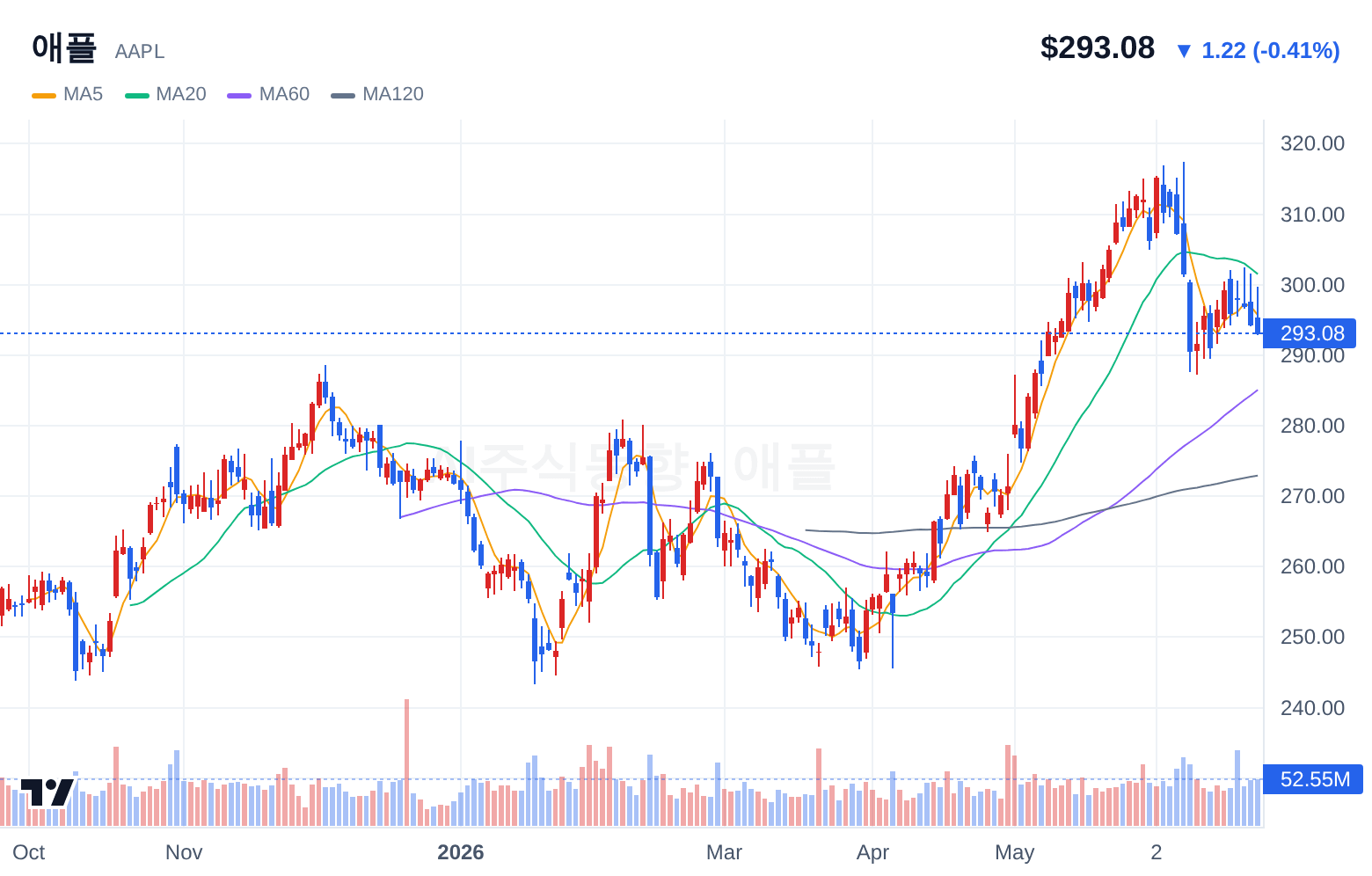 애플 (AAPL) 일봉 차트