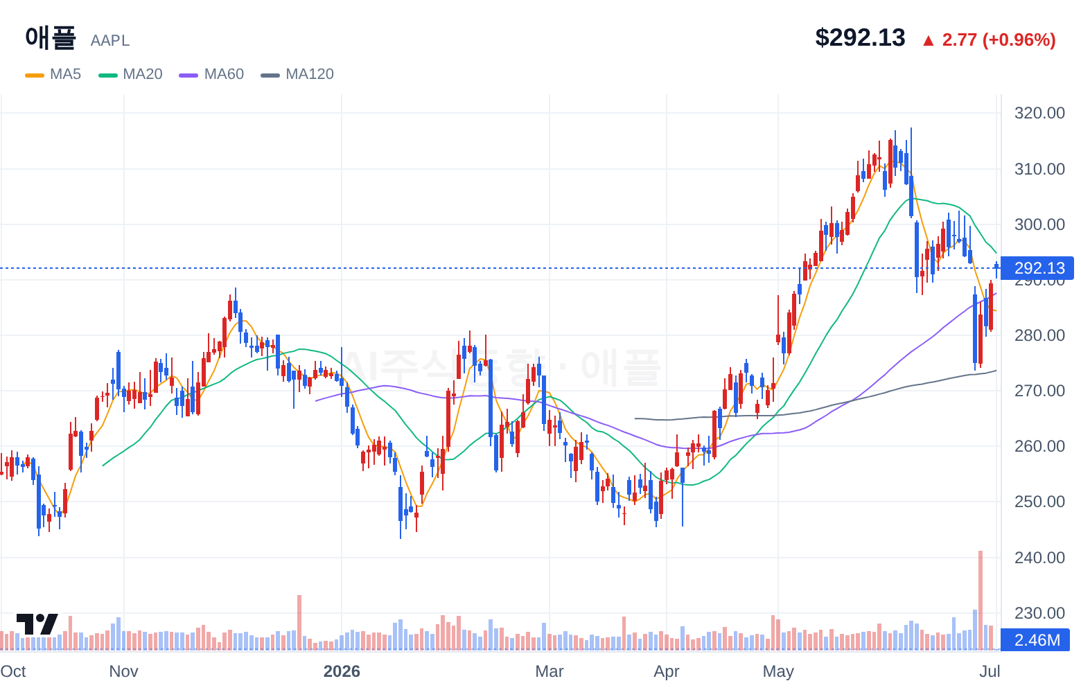 애플 (AAPL) 일봉 차트