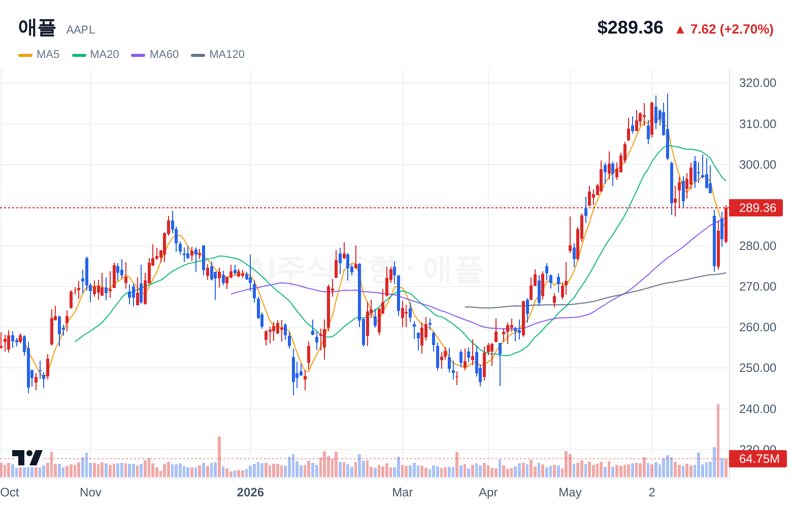 애플 (AAPL) 일봉 차트