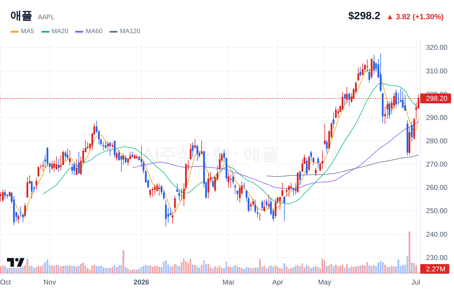 애플 (AAPL) 일봉 차트