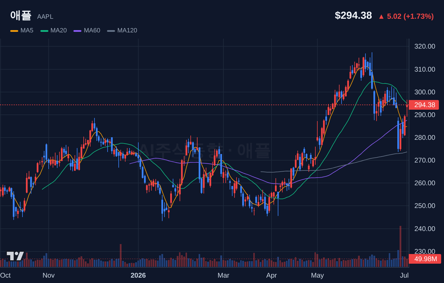 애플 (AAPL) 일봉 차트
