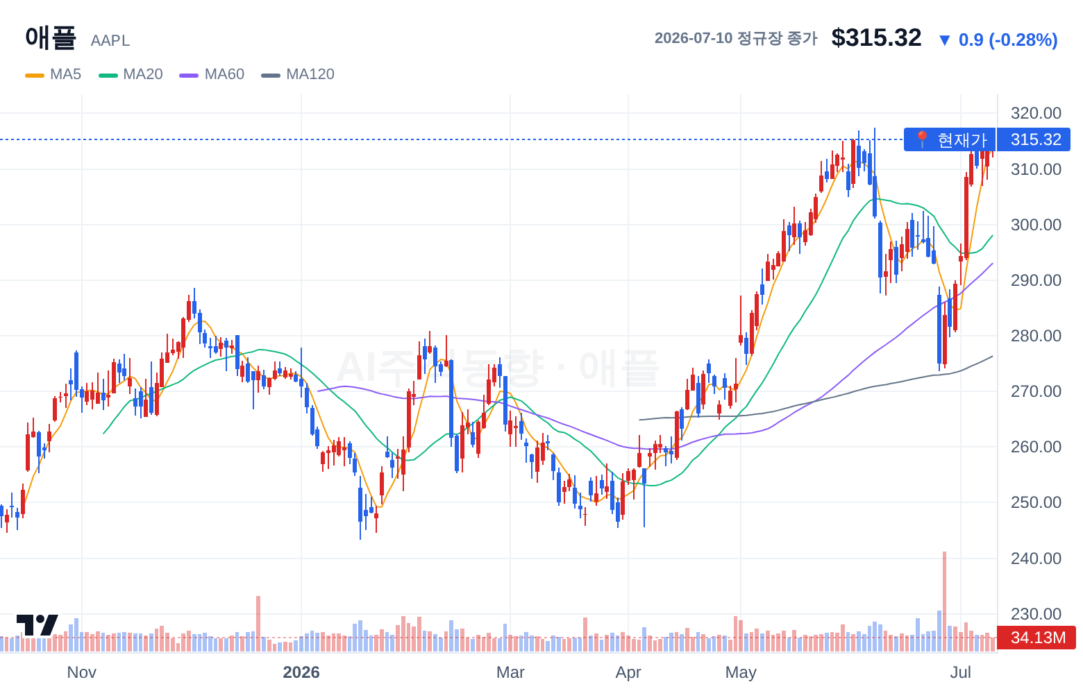 애플 (AAPL) 일봉 차트