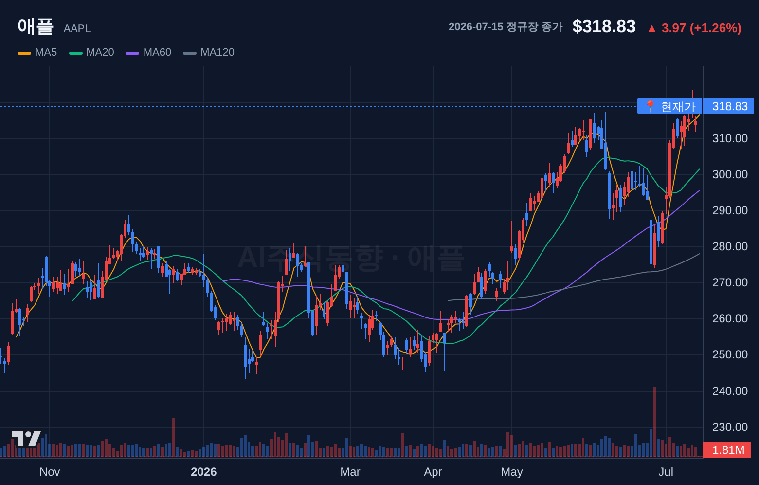 애플 (AAPL) 일봉 차트