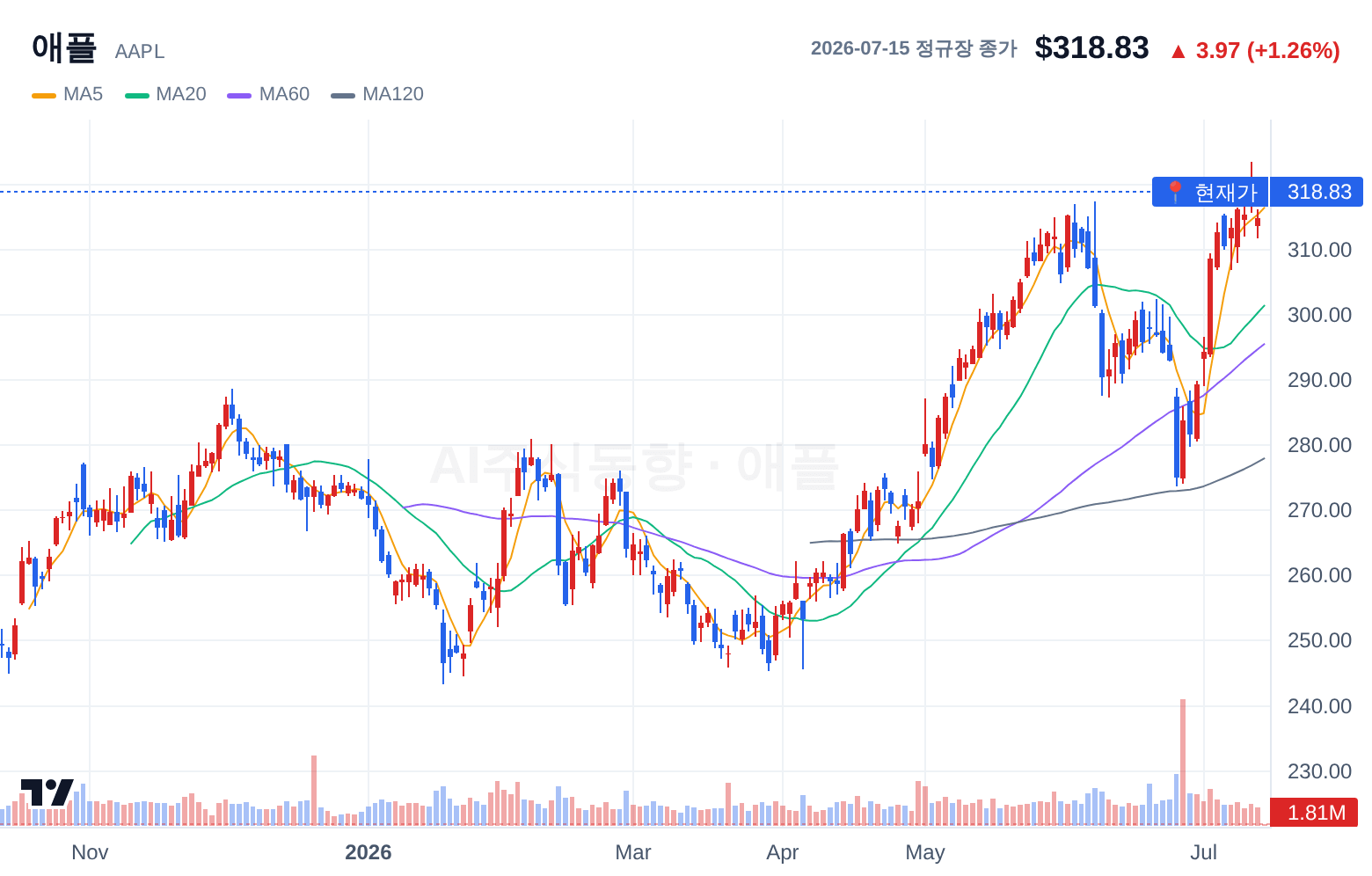 애플 (AAPL) 일봉 차트