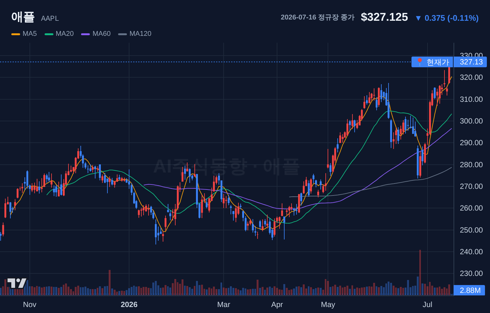 애플 (AAPL) 일봉 차트