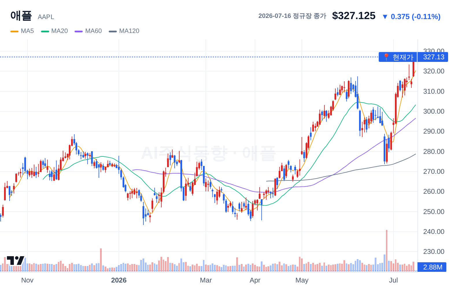 애플 (AAPL) 일봉 차트