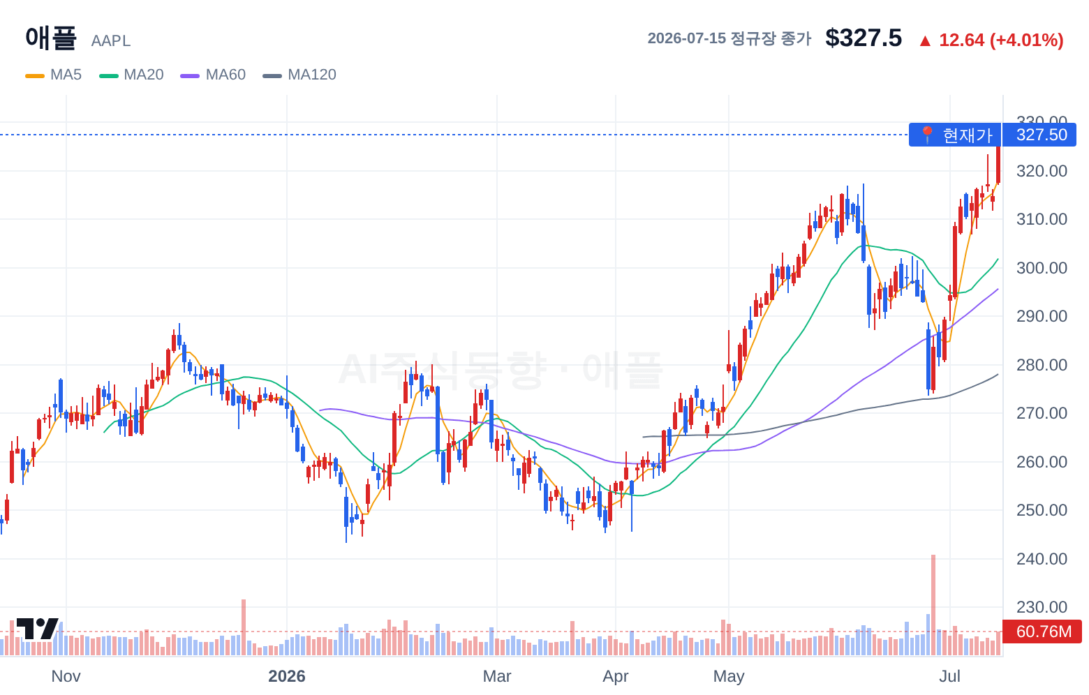 애플 (AAPL) 일봉 차트