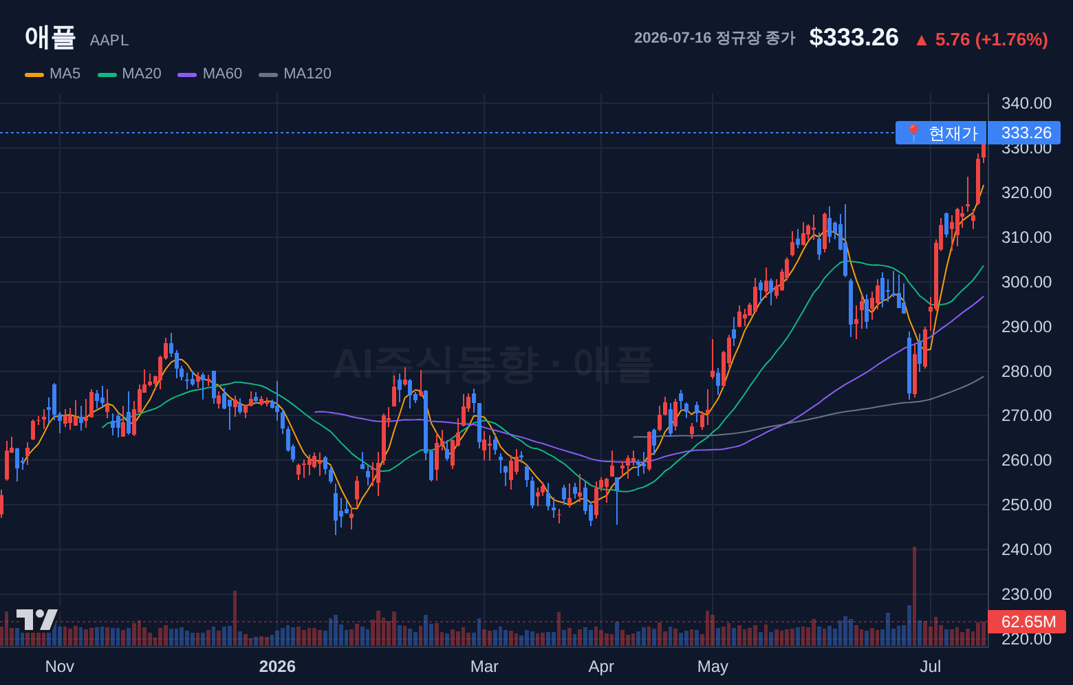 애플 (AAPL) 일봉 차트
