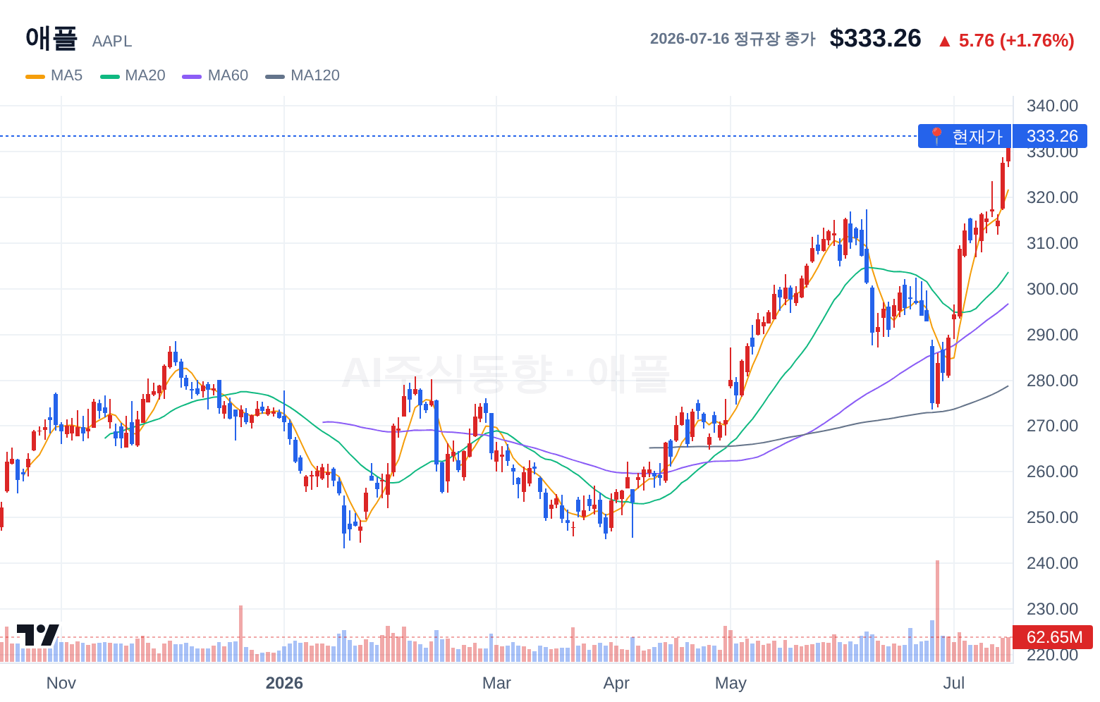 애플 (AAPL) 일봉 차트