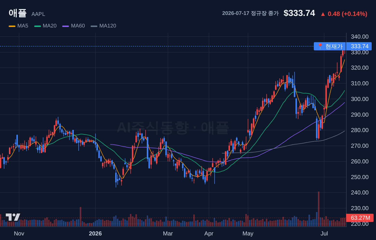 애플 (AAPL) 일봉 차트