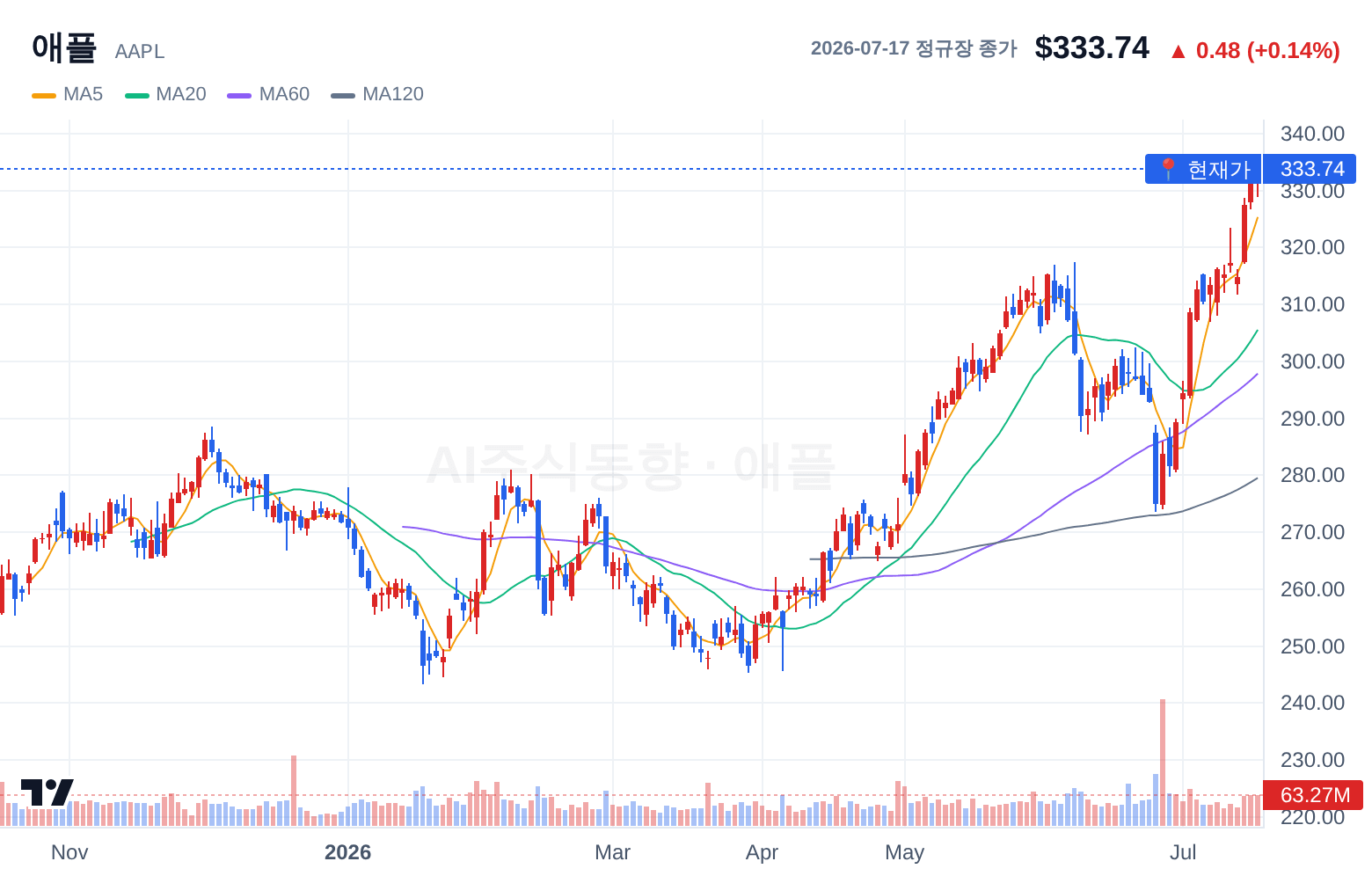애플 (AAPL) 일봉 차트