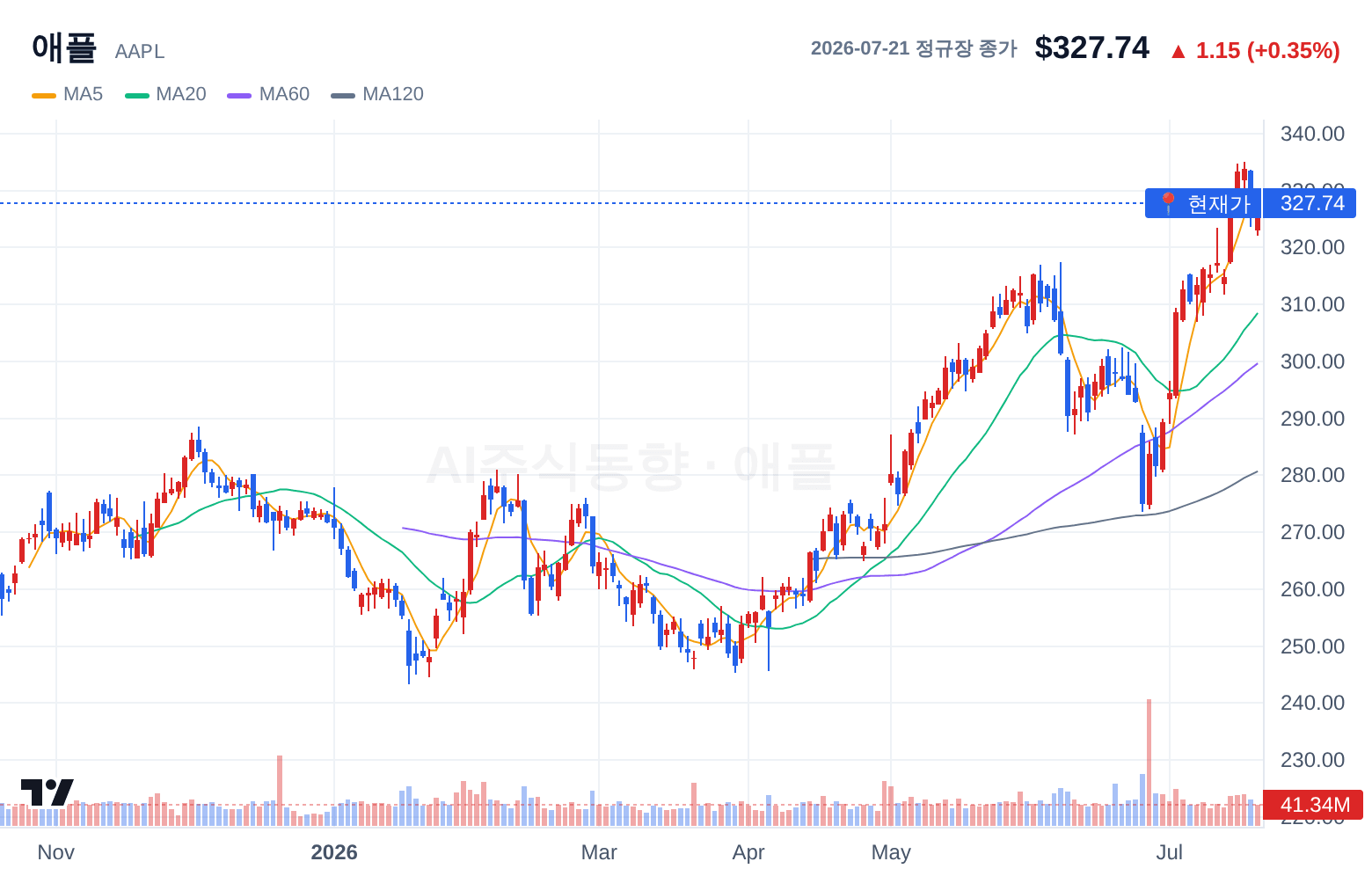 애플 (AAPL) 일봉 차트