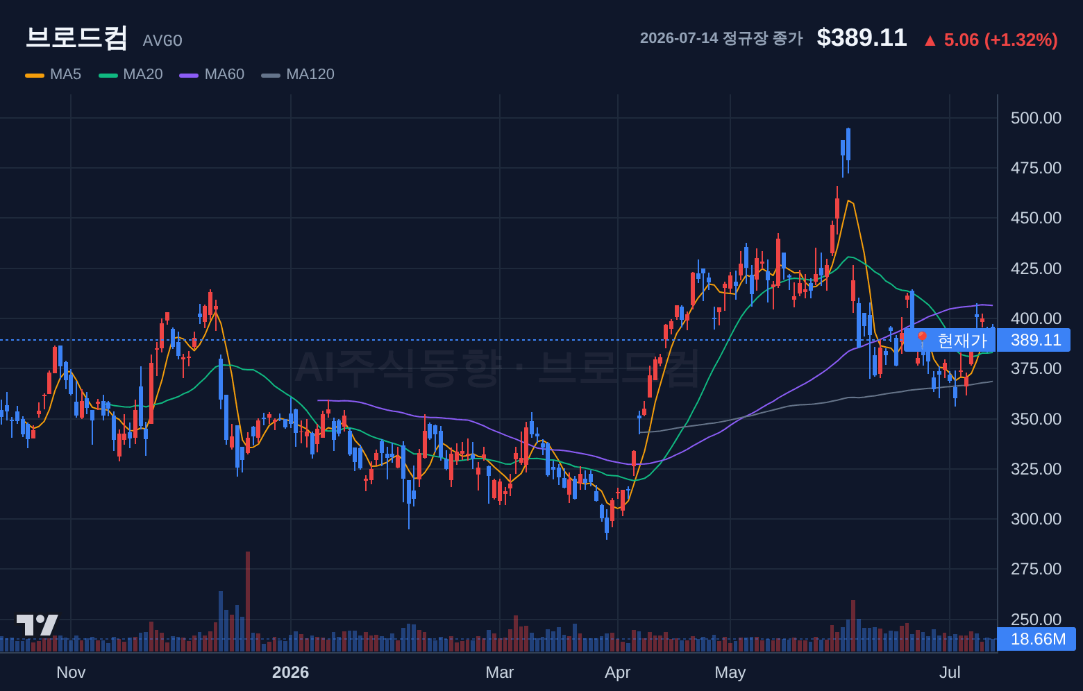 브로드컴 (AVGO) 일봉 차트