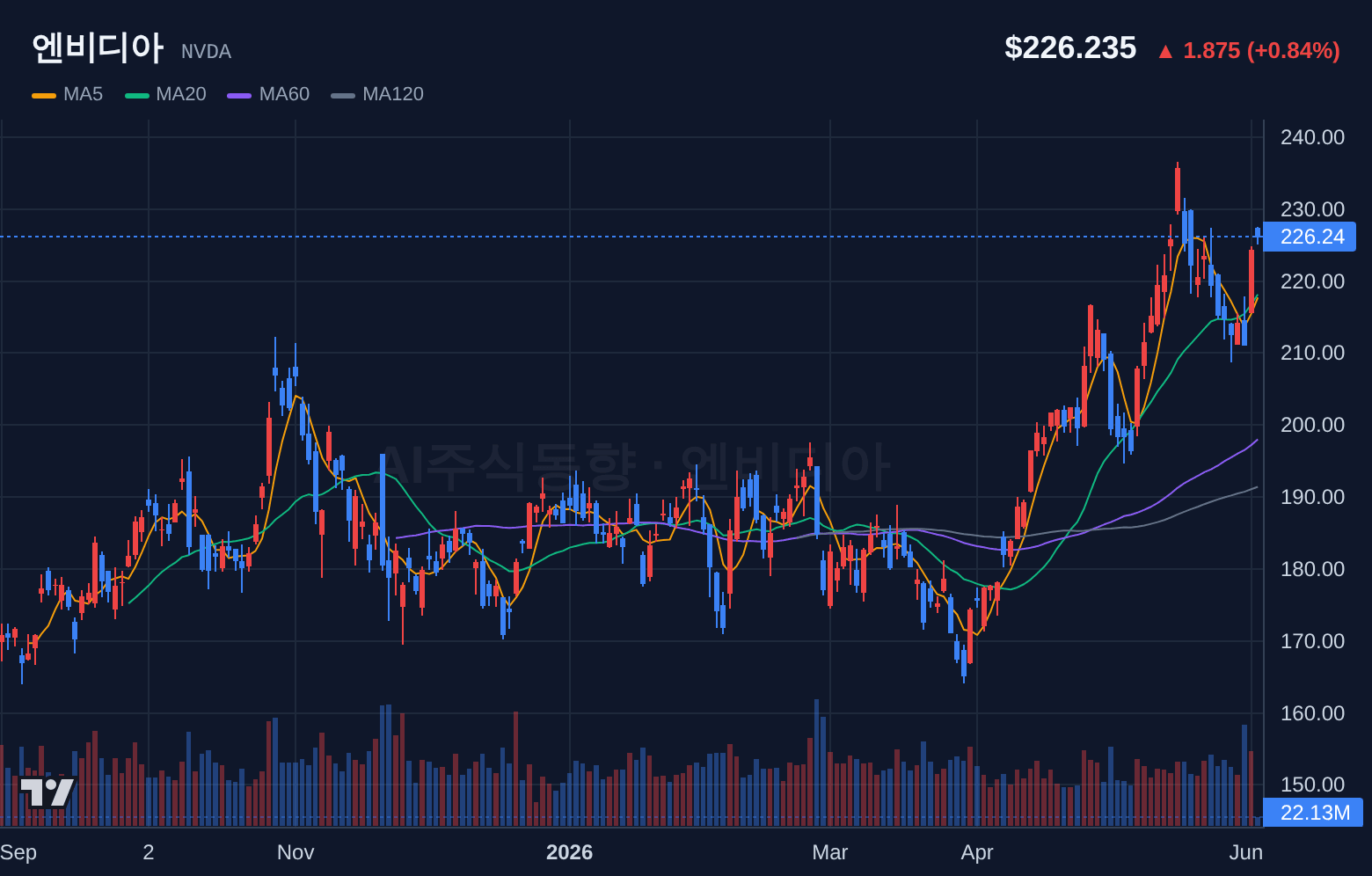 엔비디아 (NVDA) 일봉 차트