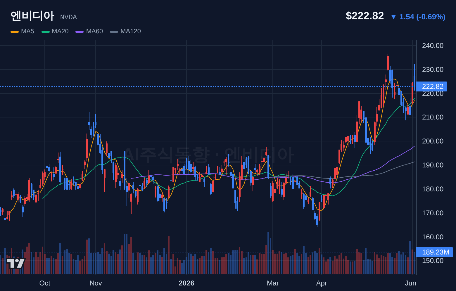 엔비디아 (NVDA) 일봉 차트