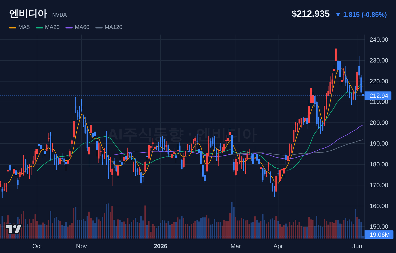 엔비디아 (NVDA) 일봉 차트