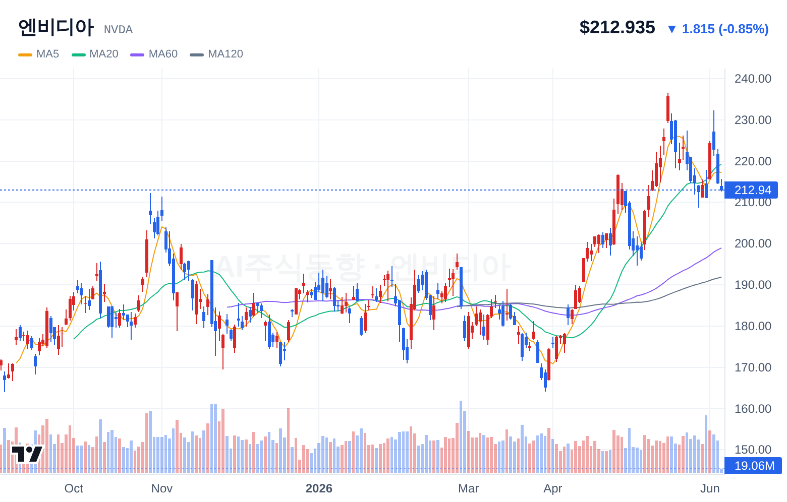 엔비디아 (NVDA) 일봉 차트