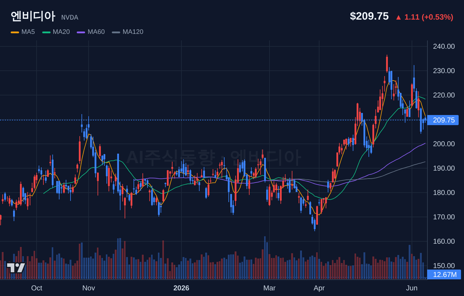 엔비디아 (NVDA) 일봉 차트