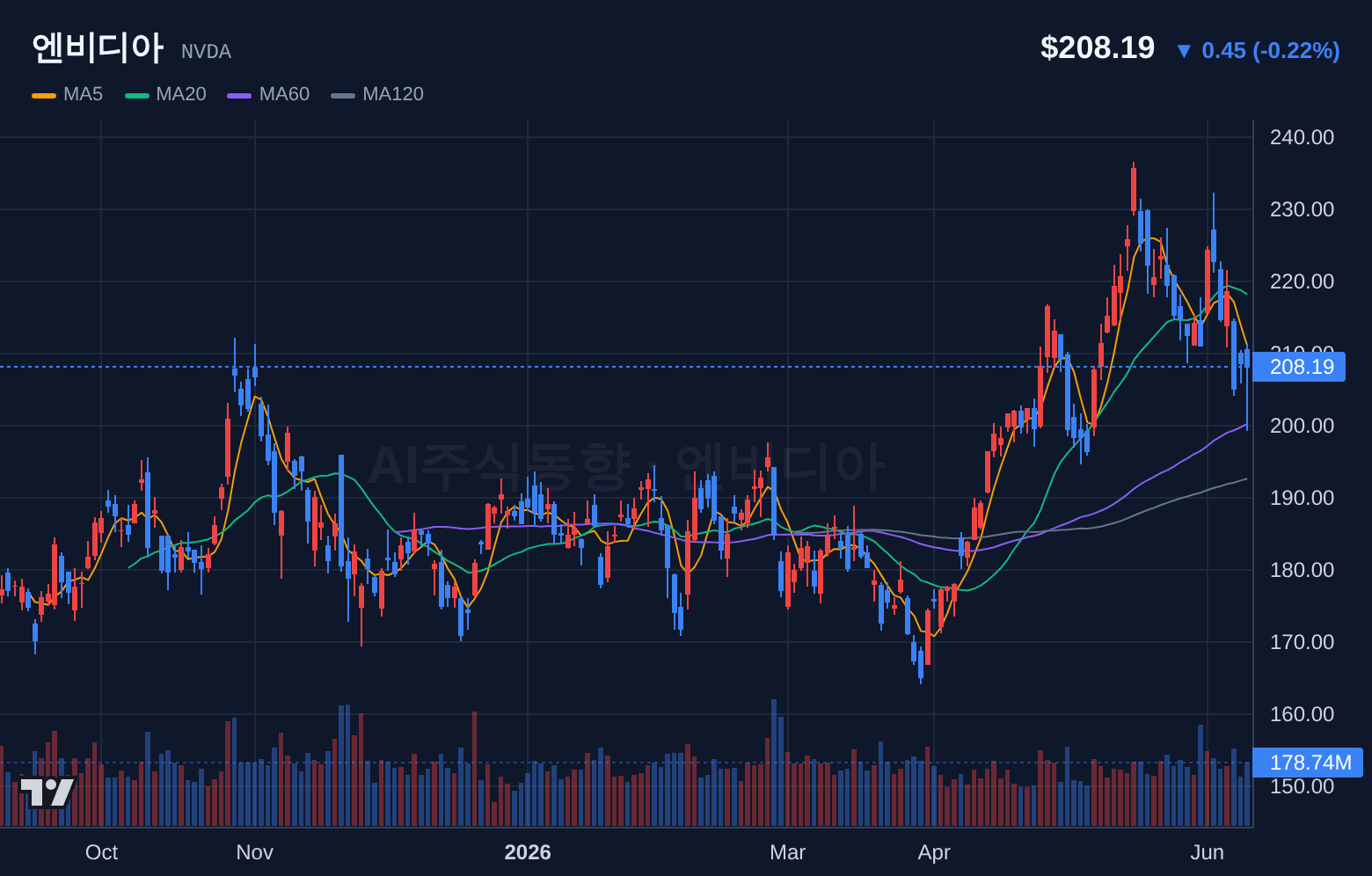 엔비디아 (NVDA) 일봉 차트