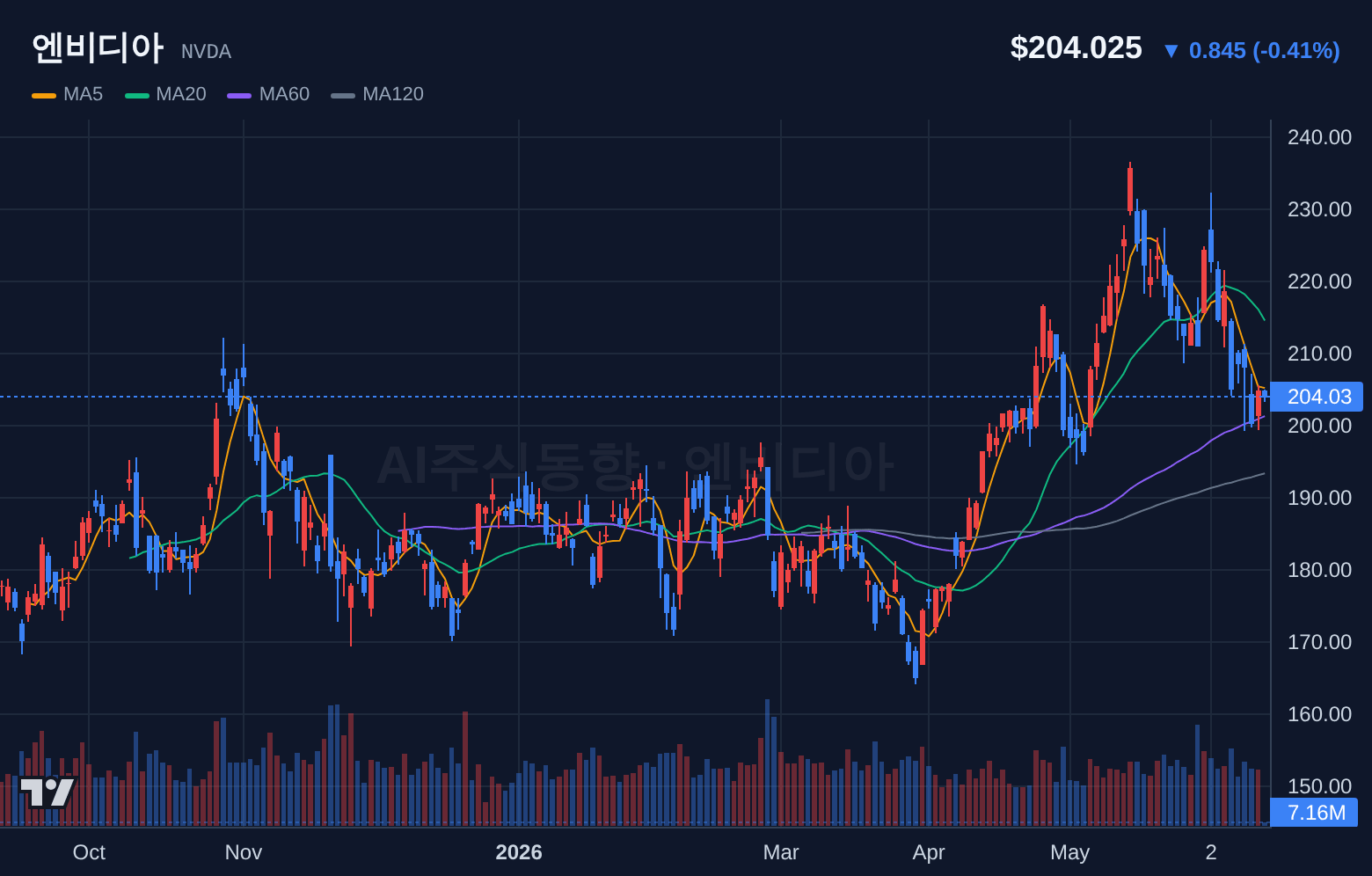 엔비디아 (NVDA) 일봉 차트