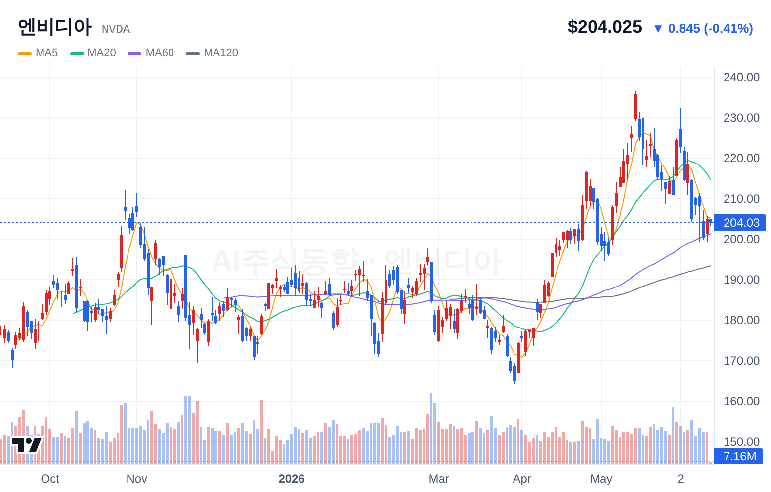 엔비디아 (NVDA) 일봉 차트
