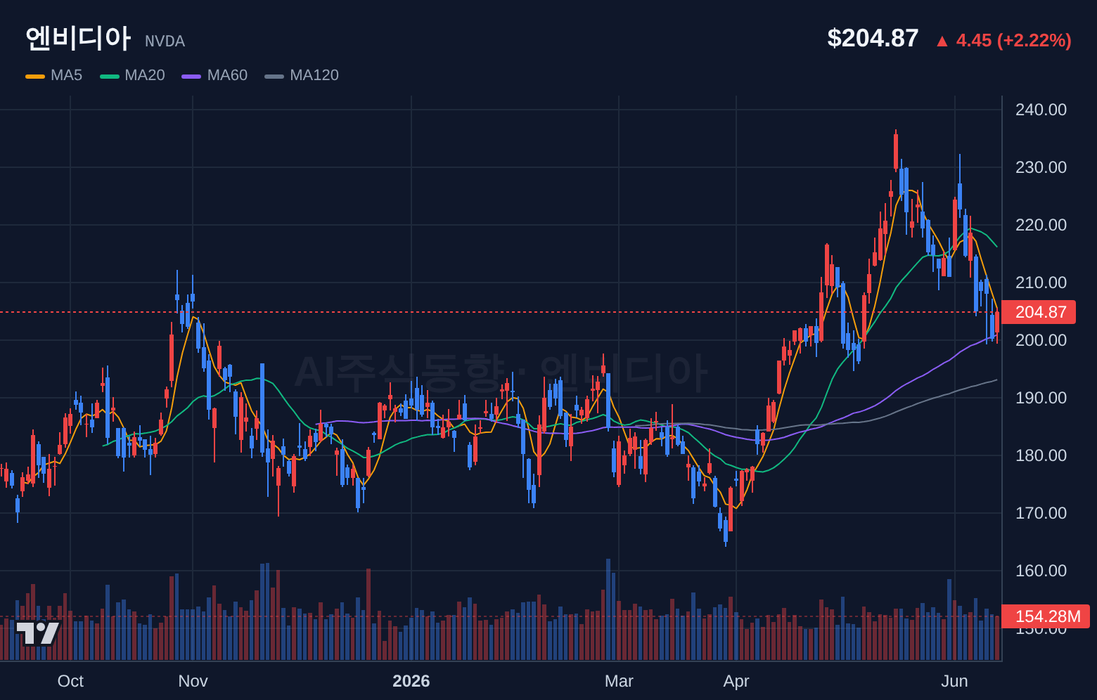 엔비디아 (NVDA) 일봉 차트