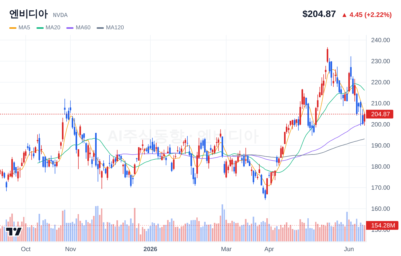 엔비디아 (NVDA) 일봉 차트