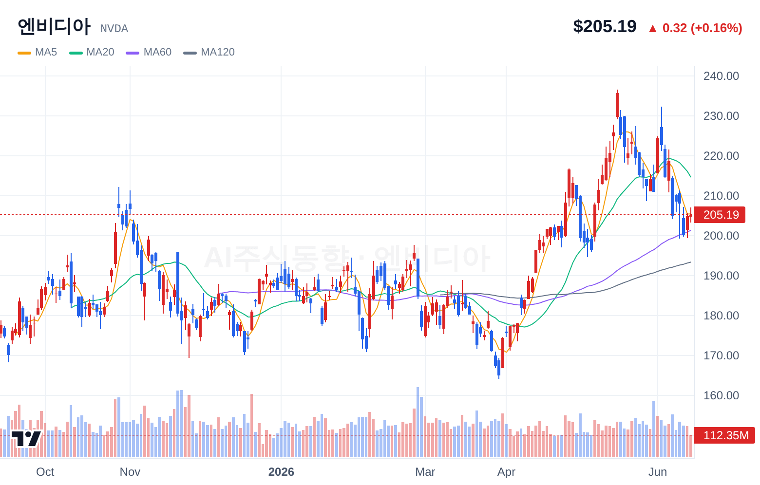 엔비디아 (NVDA) 일봉 차트