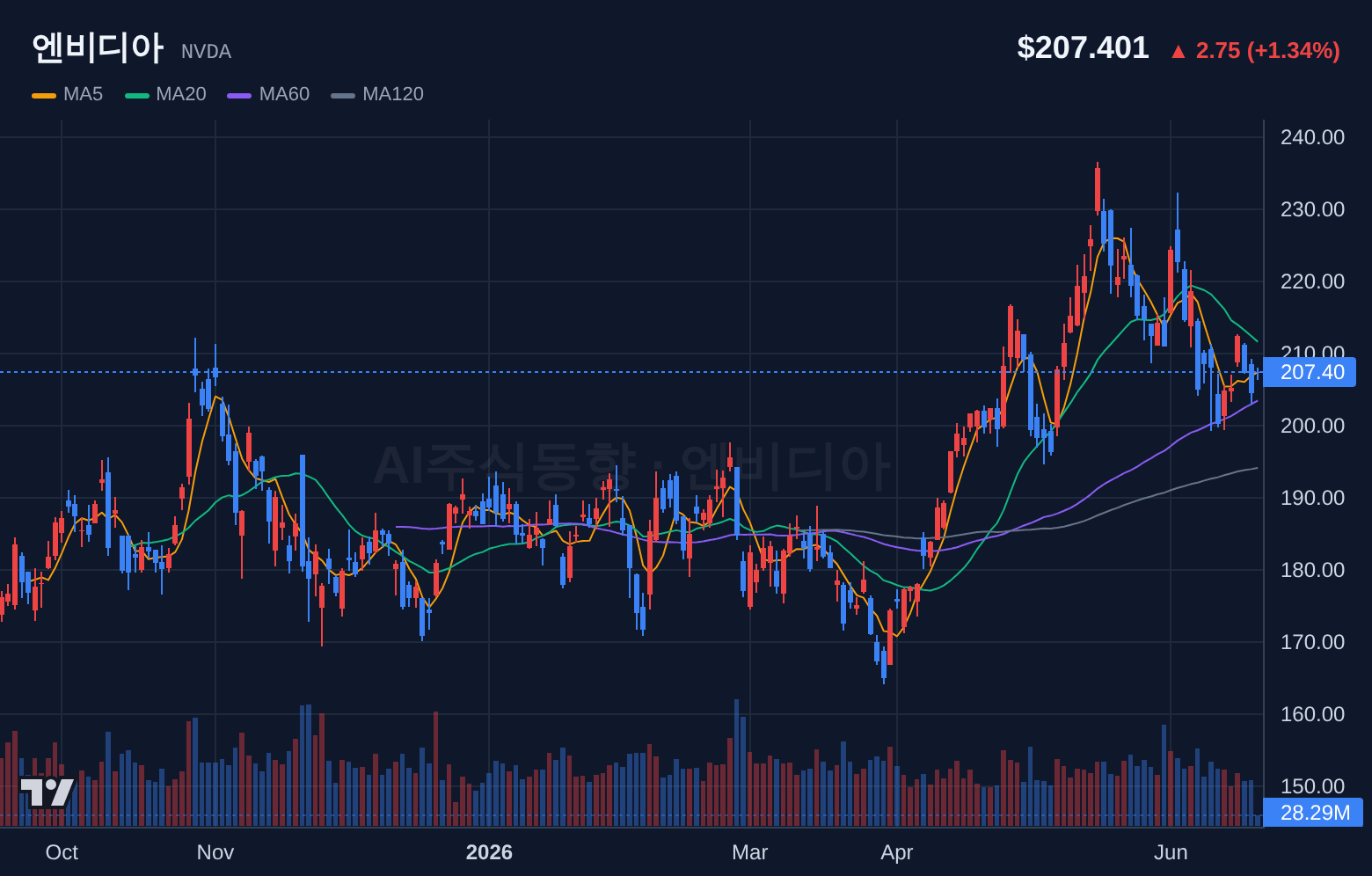 엔비디아 (NVDA) 일봉 차트
