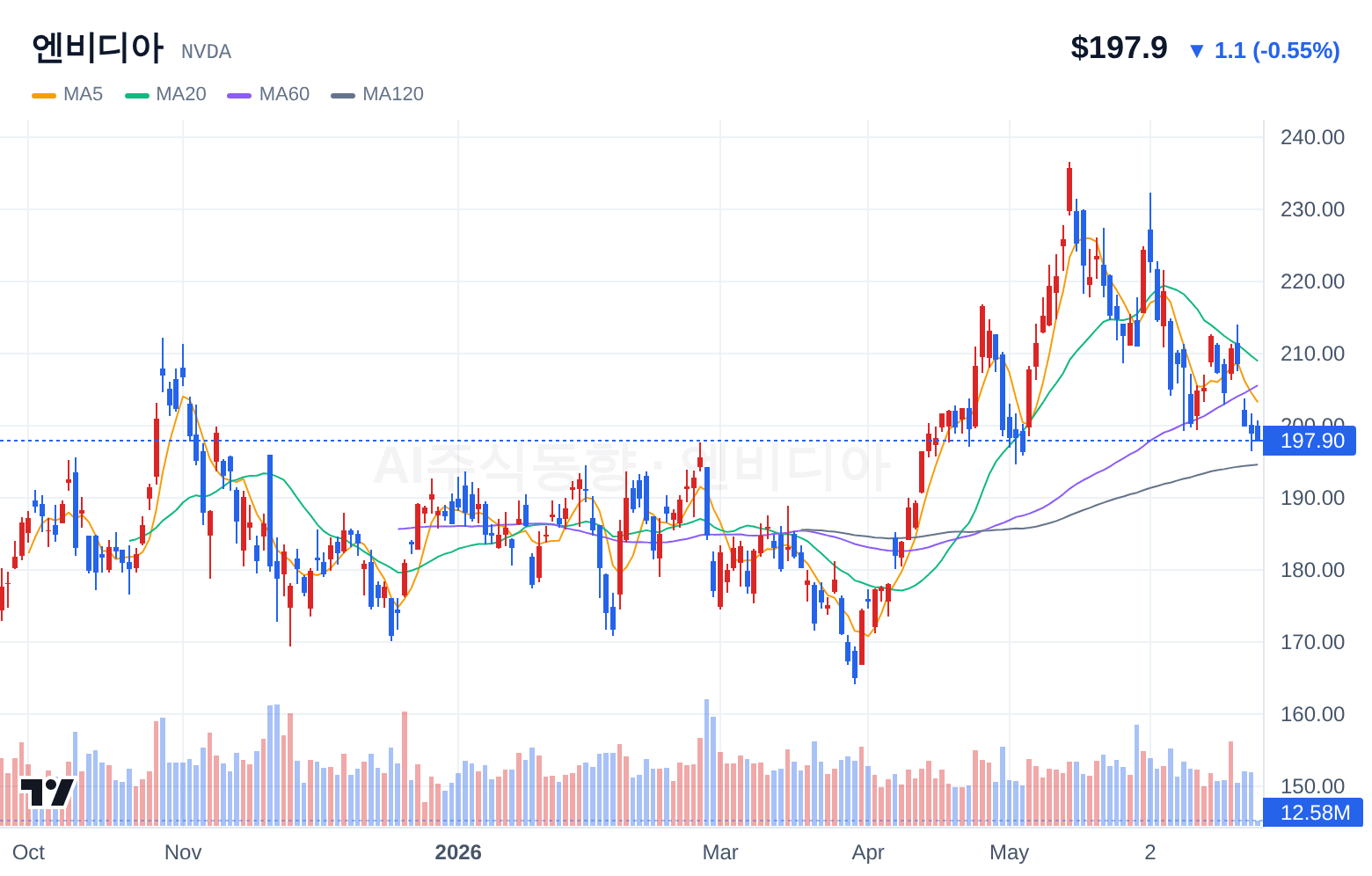 엔비디아 (NVDA) 일봉 차트