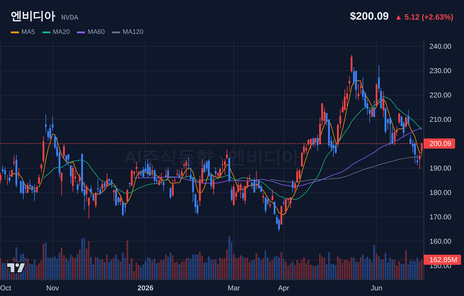 엔비디아 (NVDA) 일봉 차트