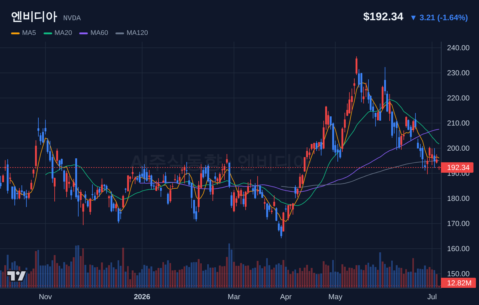 엔비디아 (NVDA) 일봉 차트