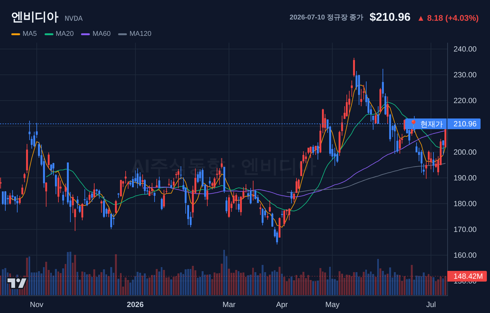 엔비디아 (NVDA) 일봉 차트