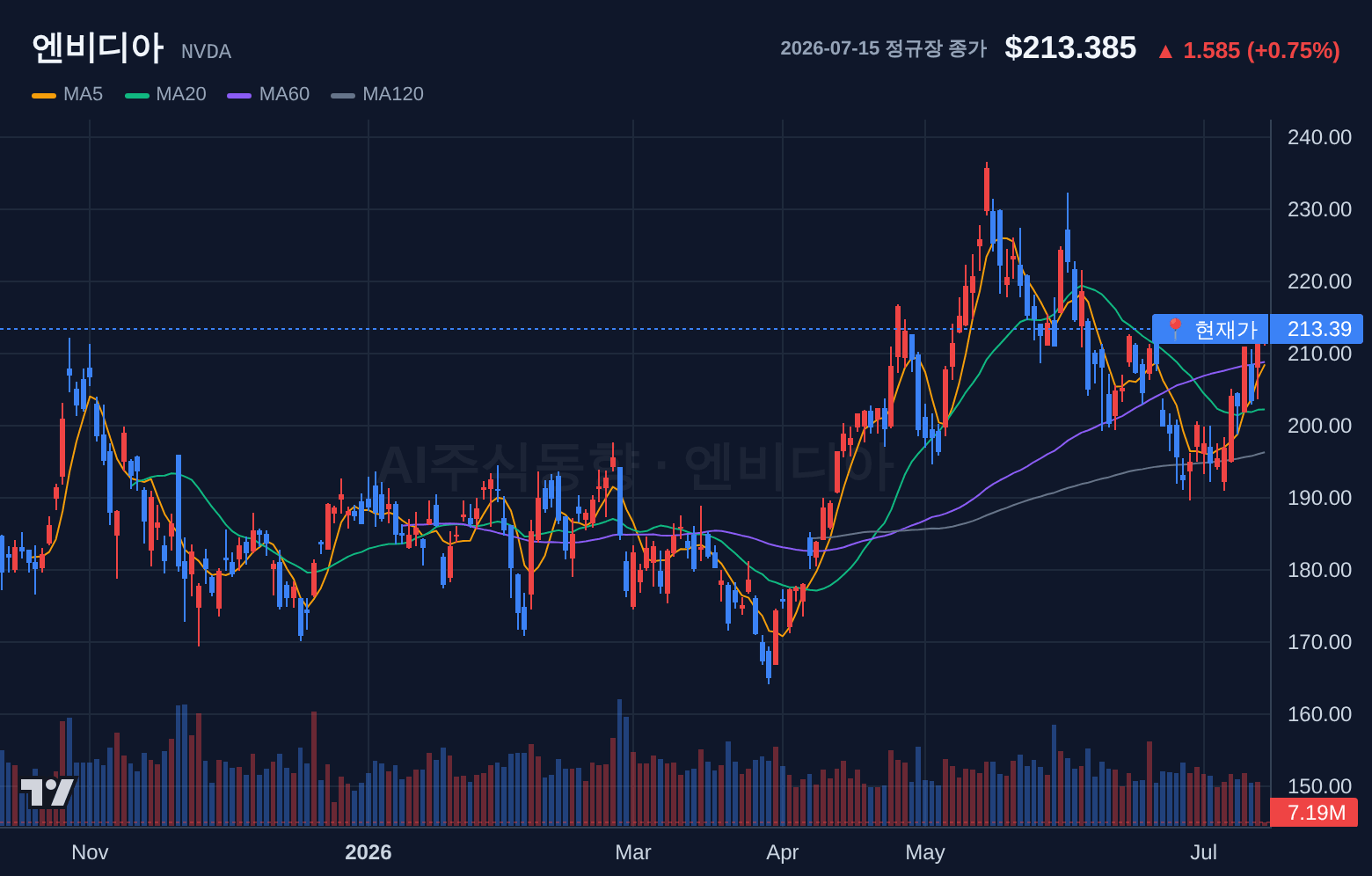 엔비디아 (NVDA) 일봉 차트