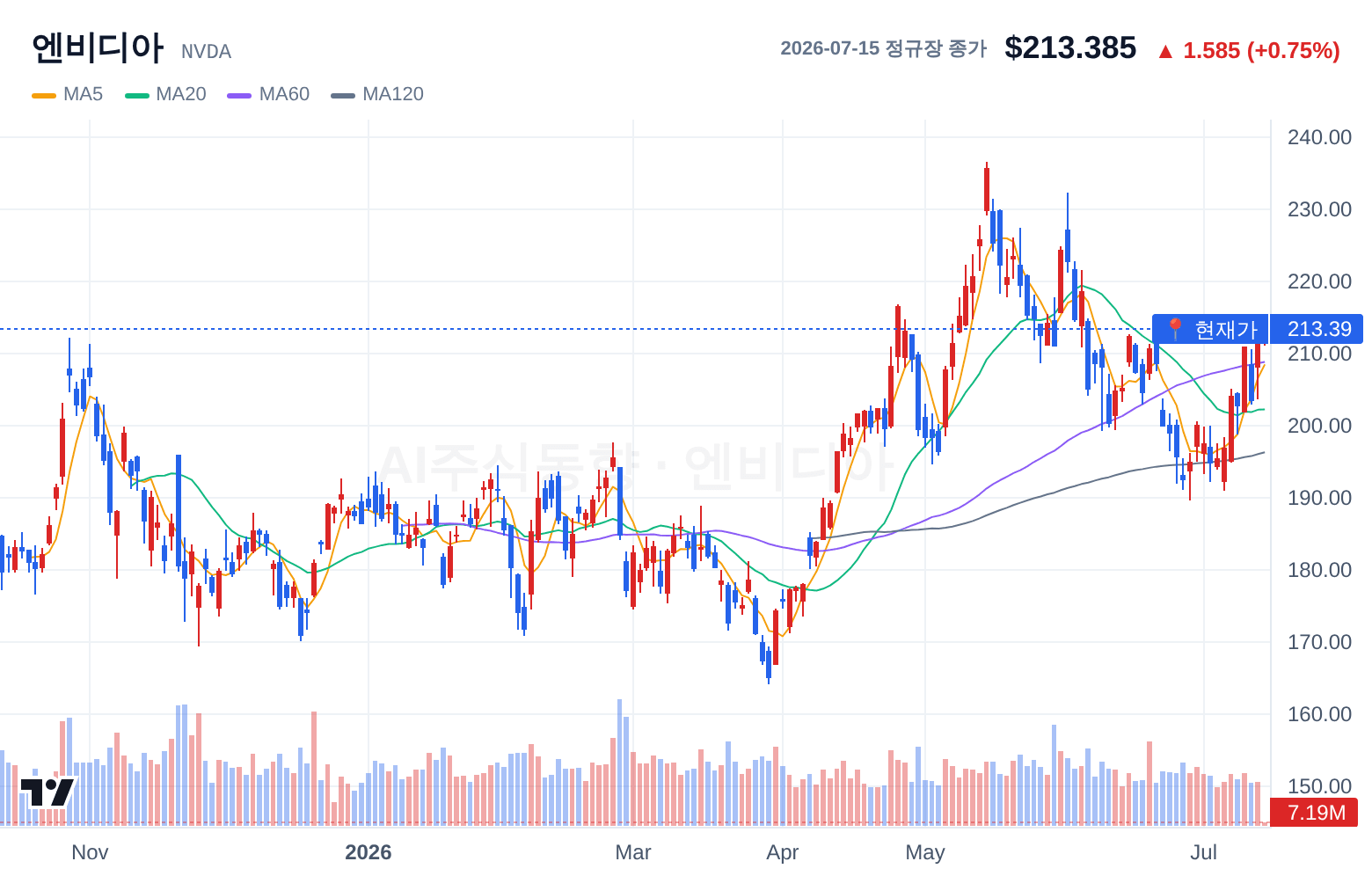 엔비디아 (NVDA) 일봉 차트