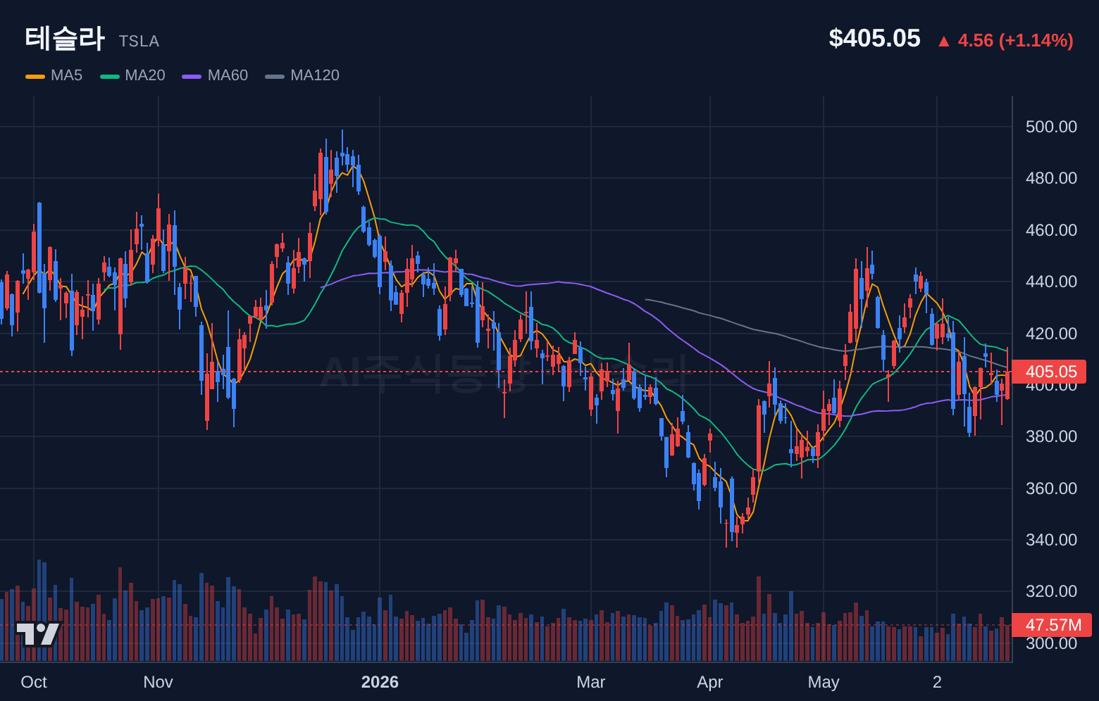 테슬라 (TSLA) 일봉 차트