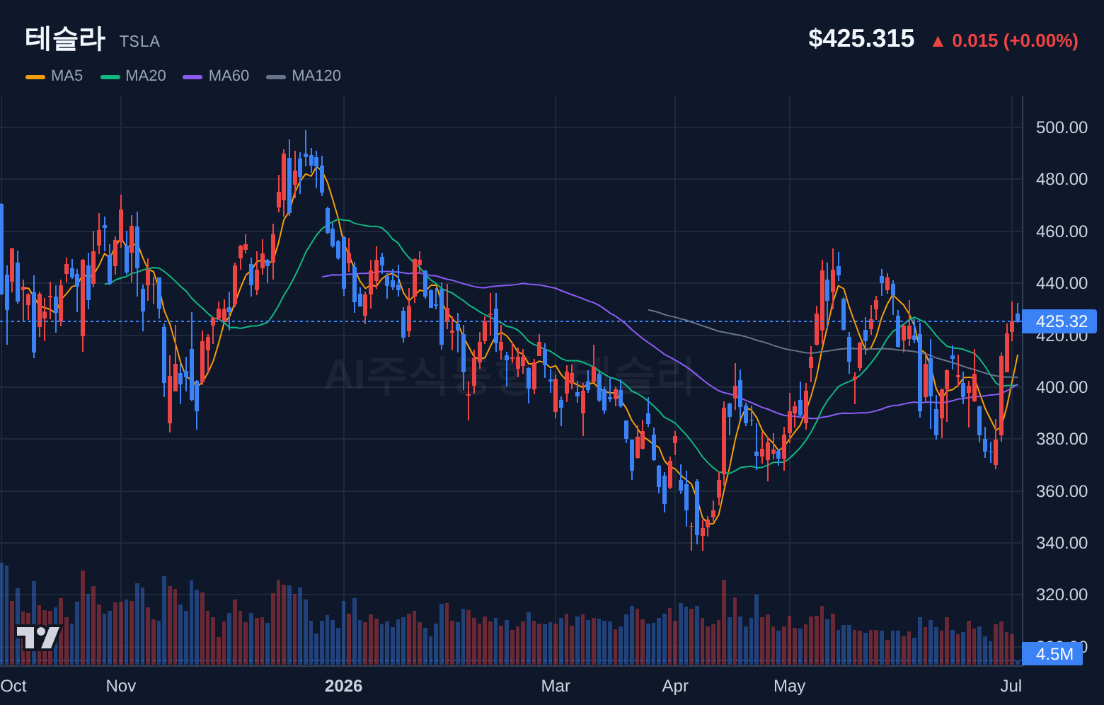 테슬라 (TSLA) 일봉 차트
